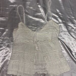 White Lace Trimmed Women's Top